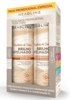 KIT HEADLINE SHAMPOO E CONDICIONADOR BRILHO ESPELHADO 1000ML na internet