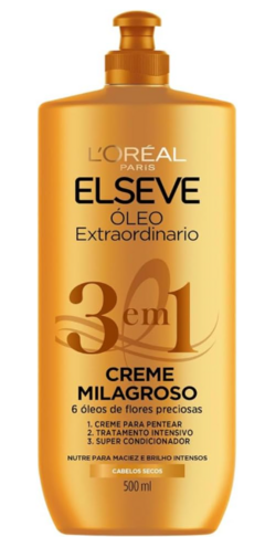 CREME MILAGROSO ELSEVE 3EM1 OLEO EXTRAORDINARIO 500ML