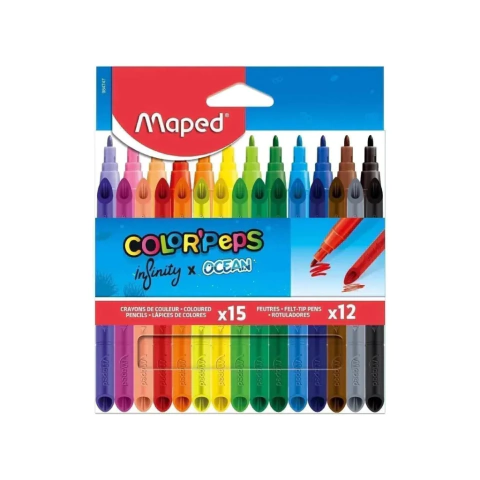 Set Maped x 10 Lápices Infinity + 15 Marcadores Ocean