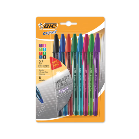 Bolígrafo Bic Cristal 0.7 ultra fina blister x 8