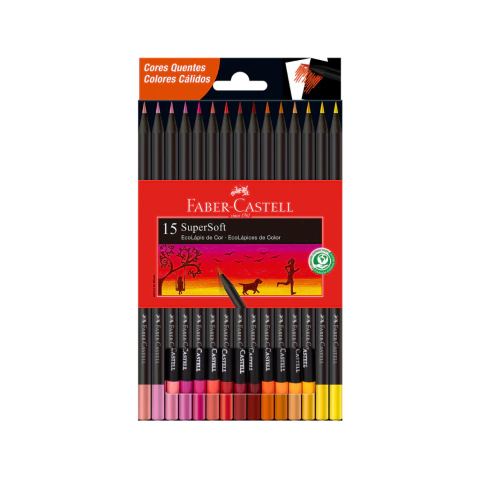 Lapices de colores Faber Castell Super Soft x 15 colores cálidos