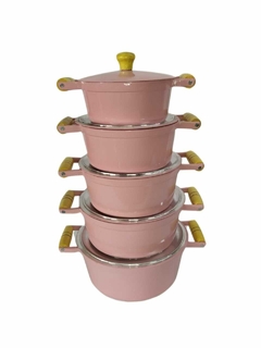 Jogo de caçarolas Colors - Rosa bebê - 5 peças