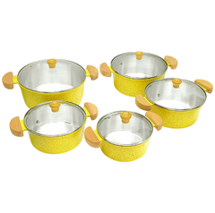 Jogo de caçarolas Lunna com tampa de vidro - Amarelo mesclado - 5 peças - comprar online