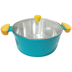 Caçarola em alumínio fundido Lunna com tampa de vidro - Azul Tifany - comprar online