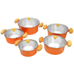 Jogo de caçarolas Lunna com tampa de vidro - Laranja mesclado - 5 peças - comprar online