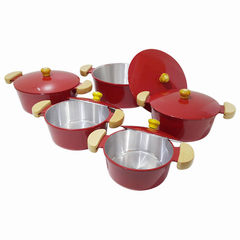 Jogo de caçarolas Lunna - Vermelho mesclado - 5 peças