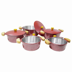Jogo de caçarolas Lunna - Vermelho craquelado - 5 peças