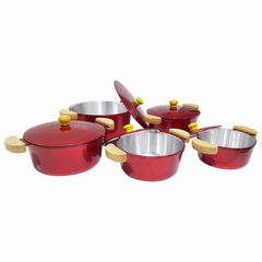 Jogo de caçarolas Lunna - Vermelho verniz - 5 peças