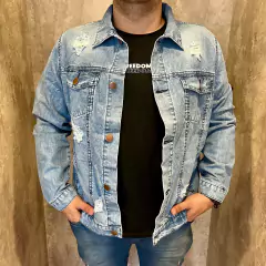 Campera jean over roturas en internet