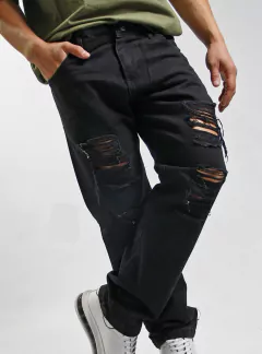 JEAN MOM NEGRO ROTURAS C64