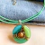 Handmade fused glass necklace green