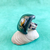 Anillo de vidrio fusionado pintado a mano color negro y animal print
