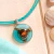 collar de cuero turquesa