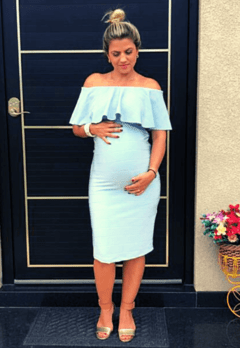 Vestido gestante bandagem ombro a ombro azul - comprar online