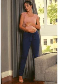 Calça gestante tricoline laço