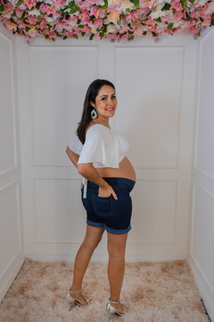 Shorts gestante jeans bengaline - Lirio Gestante | Roupas para Grávidas