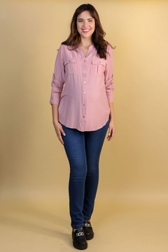 Camisa gestante botões azul marinho - loja online