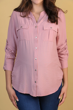 Camisa gestante botões azul marinho