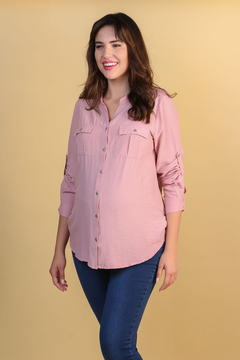 Camisa gestante botões azul marinho - comprar online