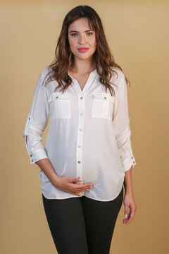 Camisa gestante botões marfim - comprar online