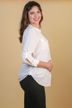 Camisa gestante botões marfim - Lirio Gestante | Roupas para Grávidas