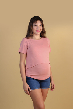 Blusa gestante frente dupla amamentação azul claro - loja online