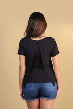 Blusa gestante frente dupla amamentação preta - loja online