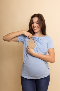 Blusa gestante frente dupla amamentação azul marinho - Lirio Gestante | Roupas para Grávidas