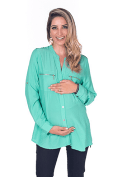 Camisa gestante manga longa CK verde - comprar online