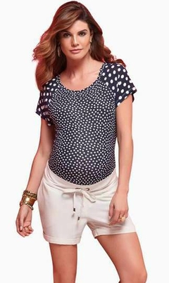 Short linho gestante - marinho - loja online