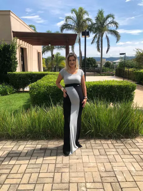 Conjunto gestante saia com top - mescla com preto