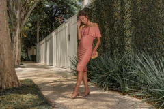 Vestido gestante bandagem ombro a ombro rose - loja online