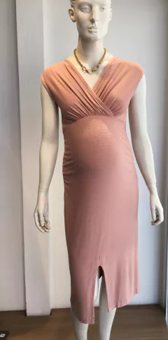 Vestido gestante fenda canelado - Lirio Gestante | Roupas para Grávidas