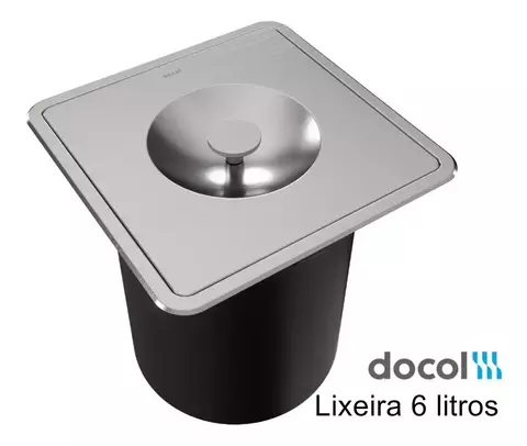 Lixeira Inox Quadrada Docol 6 Embutir Fosca