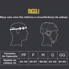 Capacete Niggli Iron Pro - Preto Fosco Fita Amarela - loja online