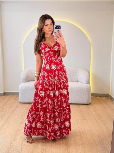 VESTIDO LONGO BORDADO MAR - comprar online