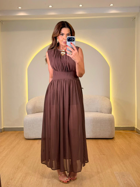 VESTIDO LONGO EM PINÇAS - comprar online