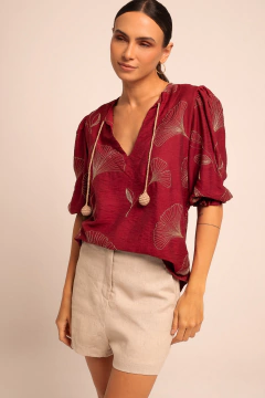 Bata Raquel vinho bordada na internet