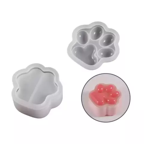MOLDE SILICONA CAJA CONTENEDORA HUELLA DE GATO 6 X 6,5 CM