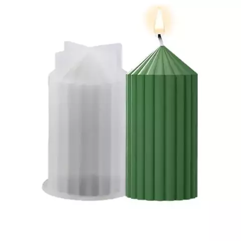 MOLDE SILICONA VELA CILINDRO RAYADA MEDIANA PUNTIAGUDA - comprar online