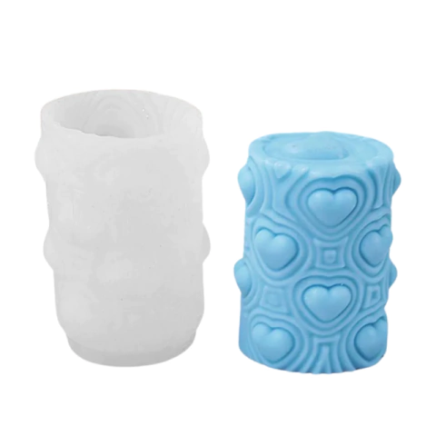 MOLDE SILICONA CILINDRO VELA CORAZONES - comprar online
