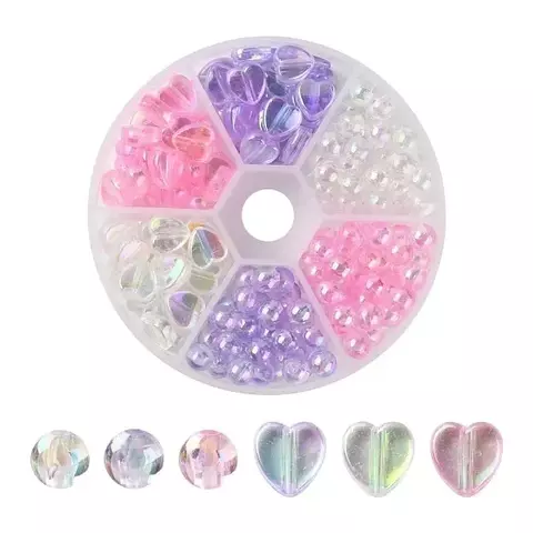 KIT ESTUCHE CUENTAS ESFERAS Y CORAZONES ROSA VIOLETA BLANCO X 50G X 195 UNI - comprar online