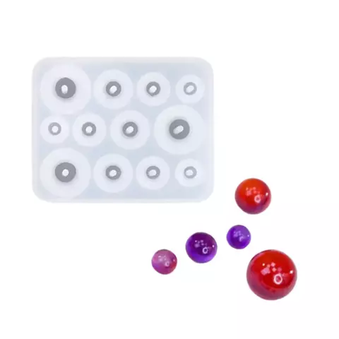 MOLDE SILICONA ESFERAS CON AGUJERO MIX TAMAÑOS 12 UN - comprar online