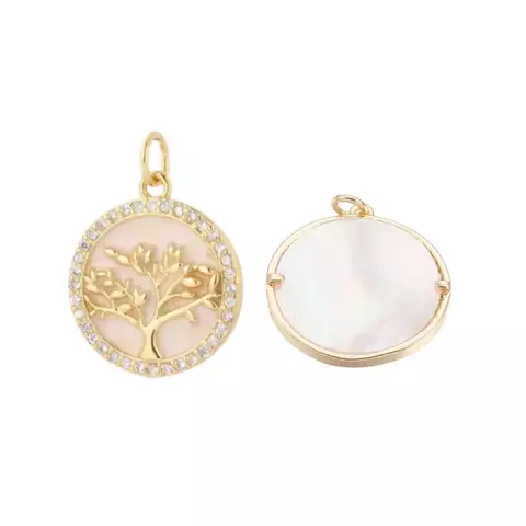 DIJE ARBOL DE LA VIDA STRASS BASE NACARADA DORADO BAÑADO EN ZIRCONIA - comprar online