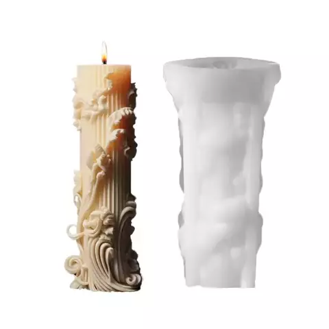 MOLDE SILICONA COLUMNA RAYADA PILAR BARROCO 11 CM VELA YESO - comprar online
