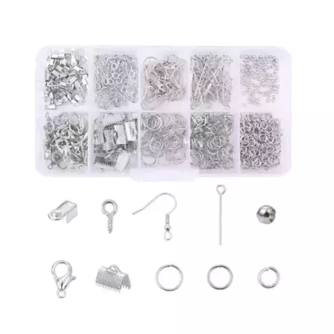 KIT ARMAR AROS PULSERAS COLLAR PITONES MOSQUETONES X 300 UNIDADES PLATA - comprar online