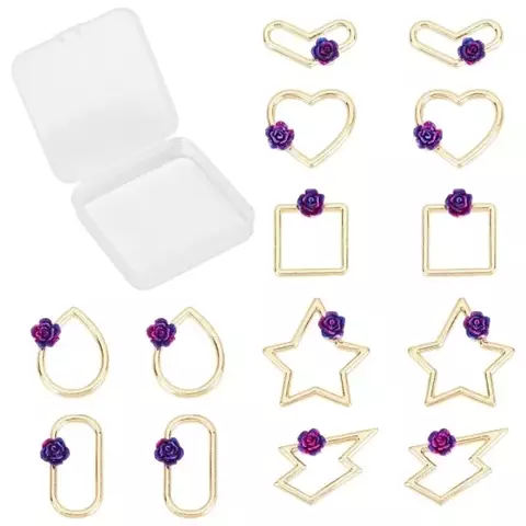 SET 28 BISELES DORADOS FORMAS GEOMETRICAS CON ROSA - comprar online