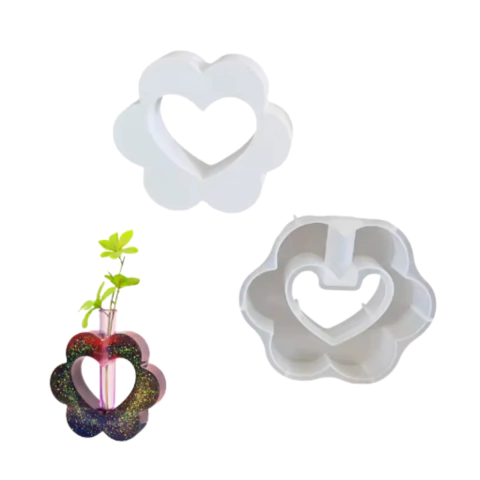 MOLDE SILICONA FLORERO PARA TUBO DE ENSAYO FLOR CORAZON - comprar online