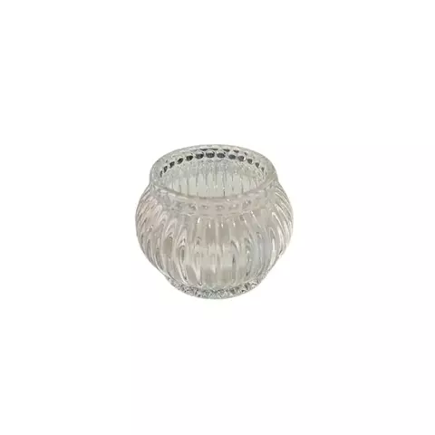 PORTA VELAS DE VIDRIO CON LINEAS VERTICALES 7 X 5 CM - comprar online