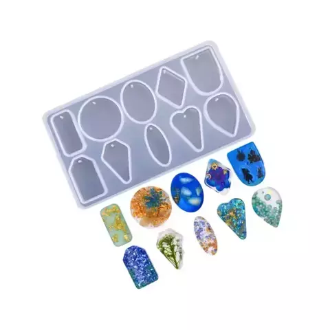 MOLDE SILICONA 10 DIJES FORMAS GEOMETRICAS VARIAS - comprar online